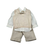 Colori Chiari Completo 4 Pezzi Gilet-Camicia-Papillon-Pantalone Panna per Neonato MN40723945 PANNA COLORI CHIARI 