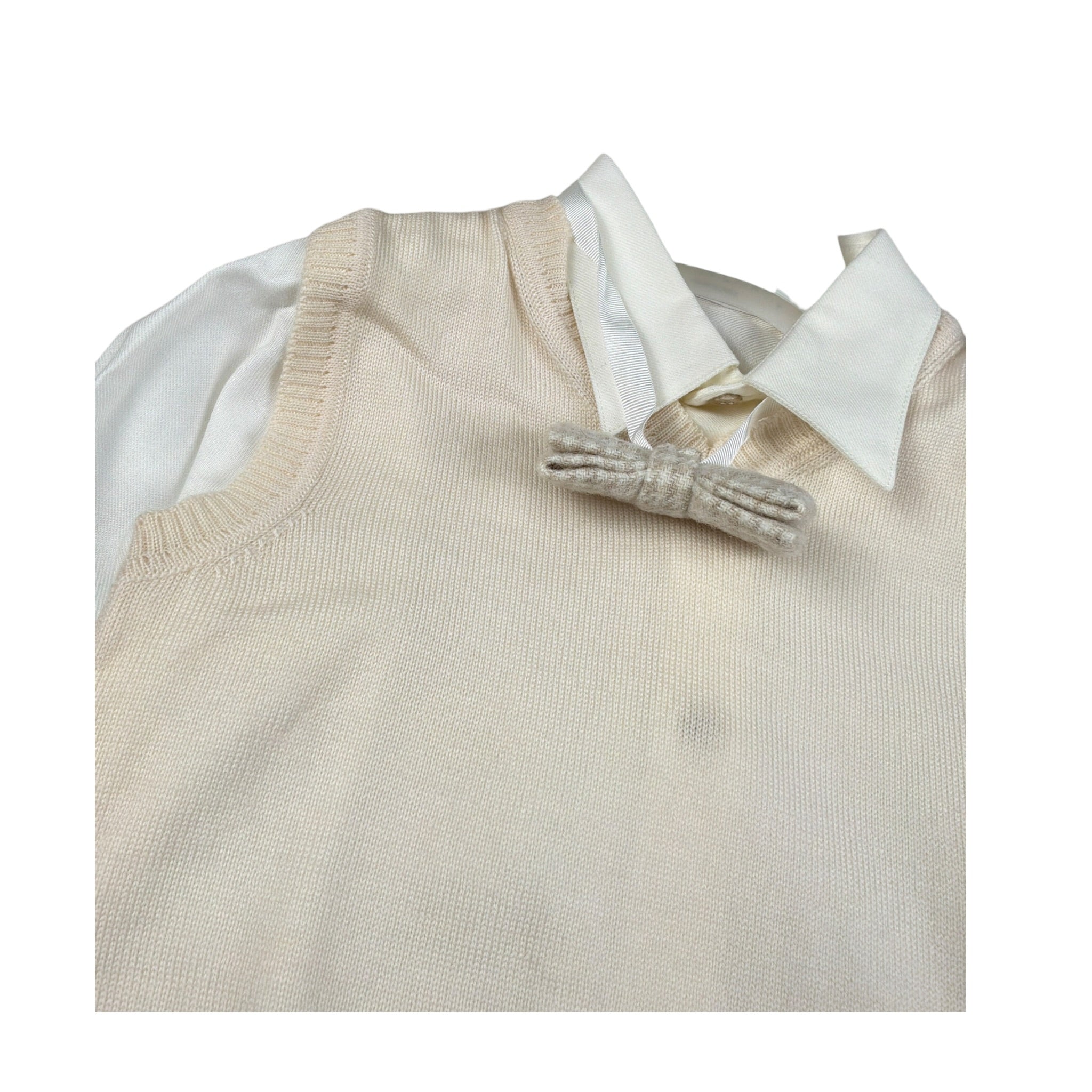 Colori Chiari Completo 4 Pezzi Gilet-Camicia-Papillon-Pantalone Panna per Neonato MN40723945 PANNA COLORI CHIARI 