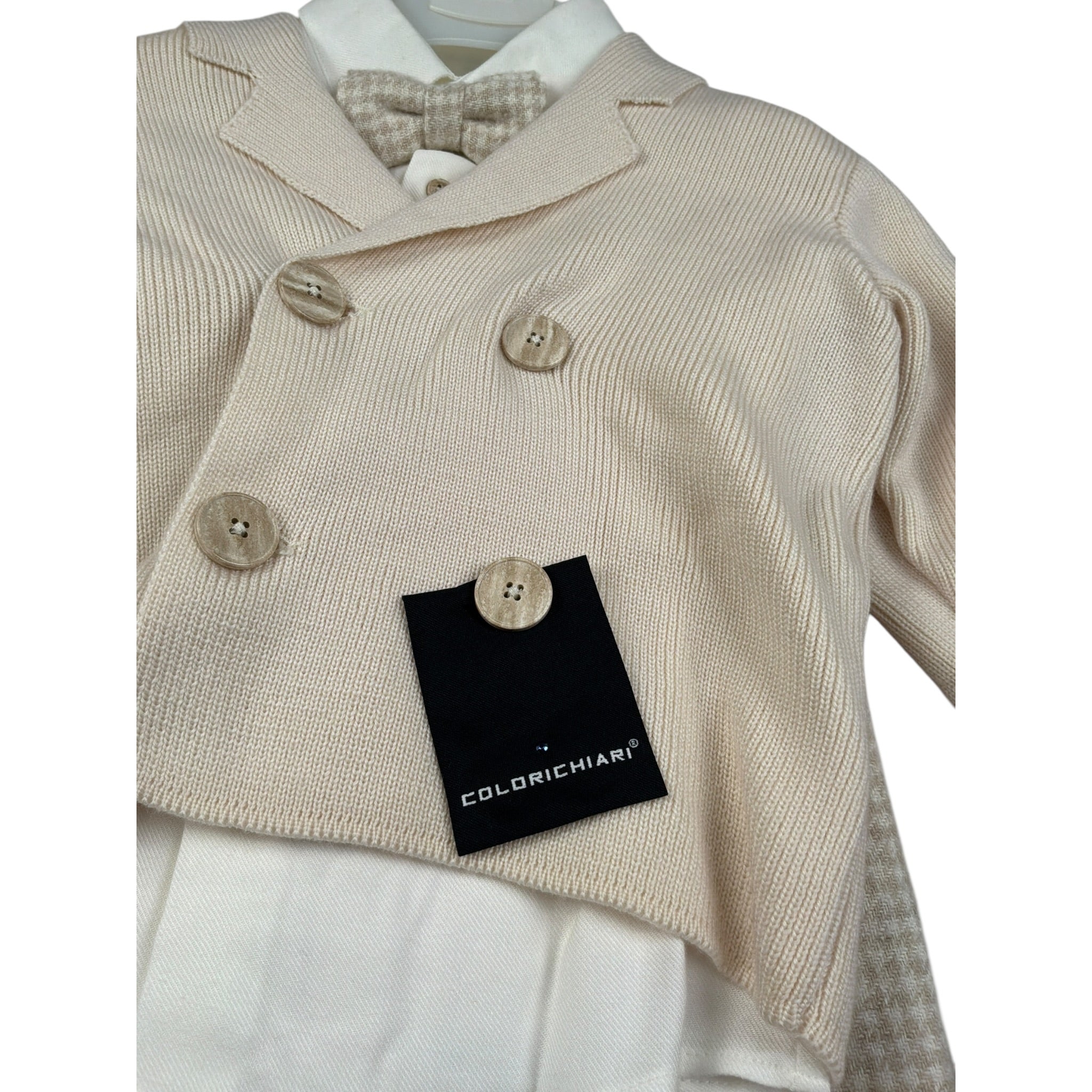 Colori Chiari Completo 4 Pezzi Giacca-Camicia-Papillon-Pantalone Panna per Neonato MN407239 PANNA COLORI CHIARI 