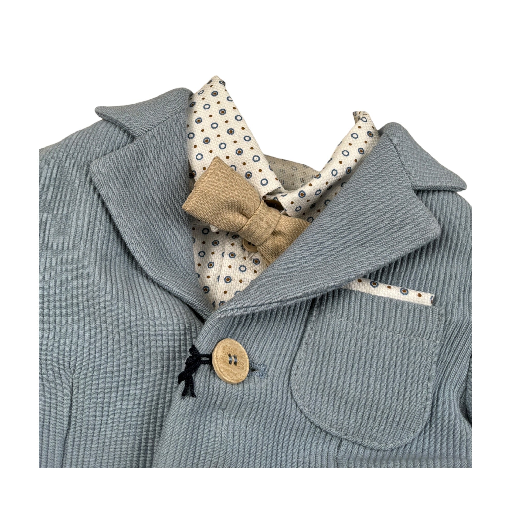 Colori Chiari Completo 4 Pezzi Giacca-Camicia-Papillon-Pantalone Azzurro per Neonato MN507819 AZZURRO COLORI CHIARI 