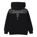 Marcelo Burlon Felpa con Cappuccio tinta unita con Stampa Nero per Bambino F5CMJBHS072 NERO MARCELO BURLON 
