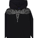 Marcelo Burlon Felpa con Cappuccio tinta unita con Stampa Nero per Bambino F5CMJBHS072 NERO MARCELO BURLON 