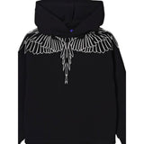 Marcelo Burlon Felpa con Cappuccio tinta unita con Stampa Nero per Bambino F5CMJBHS072 NERO MARCELO BURLON 