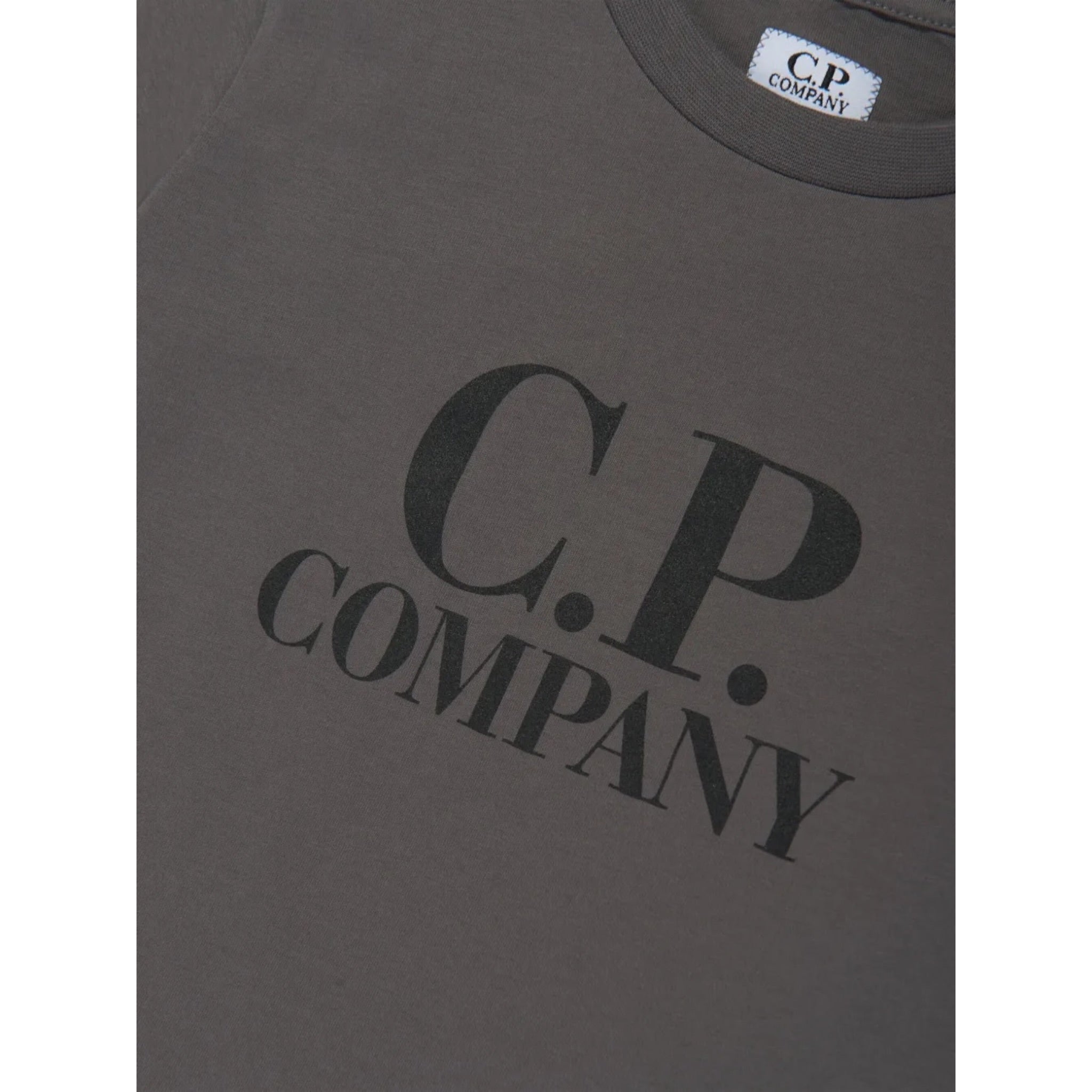 C.P. Company T-Shirt Girocollo tinta unita con Stampa Grigio per Bambino CNM006 GRIGIO C.P. COMPANY 