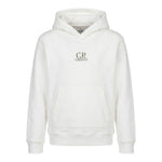 C.P. Company Felpa tinta unita con Cappuccio E Logo Bianco per Bambino CUF00Z BIANCO C.P. COMPANY 