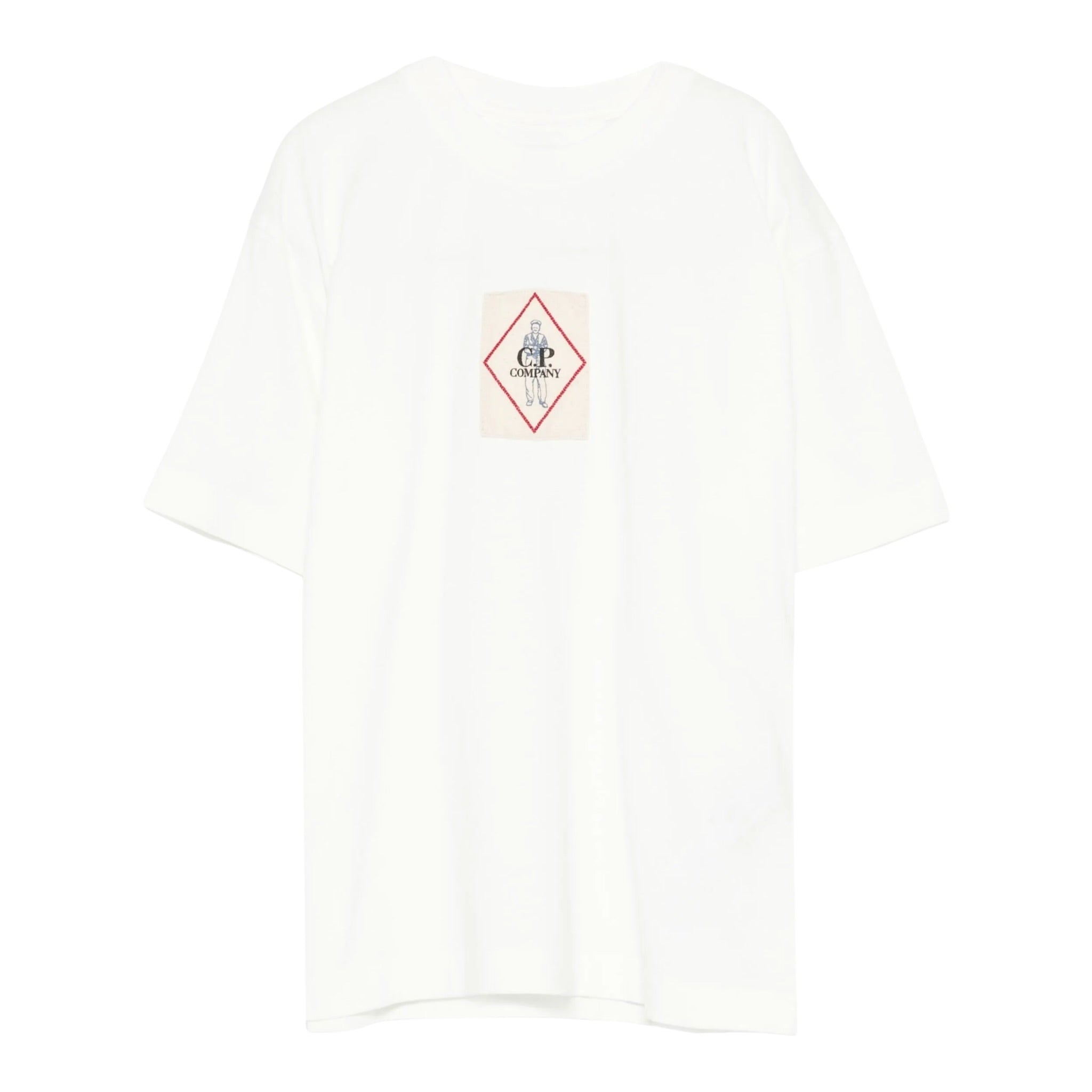 C.P. Company T-Shirt Girocollo tinta unita con Stampa Bianco per Bambino CUM00Q BIANCO C.P. COMPANY 