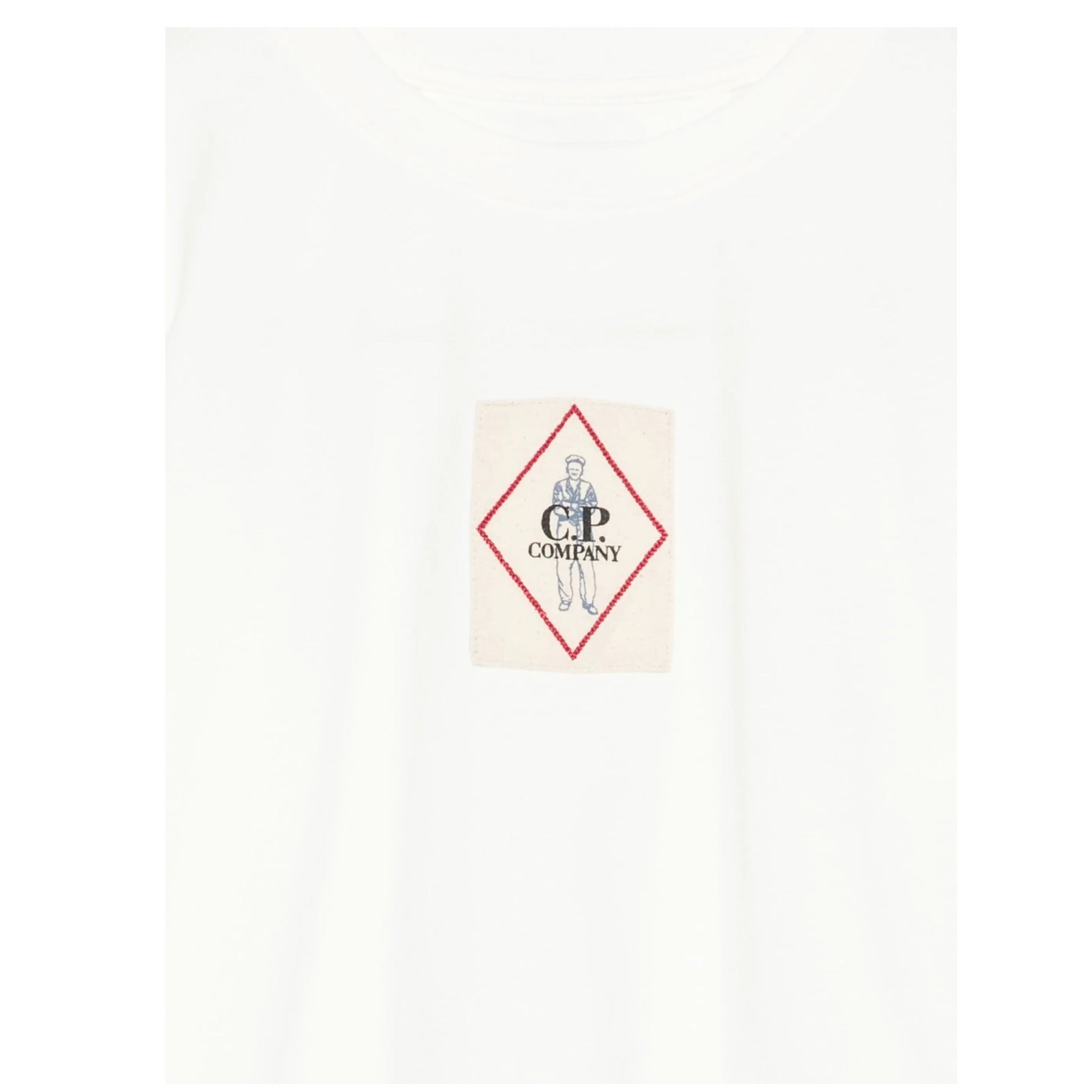 C.P. Company T-Shirt Girocollo tinta unita con Stampa Bianco per Bambino CUM00Q BIANCO C.P. COMPANY 