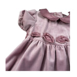 Crochette Abito Mezza Manica tinta unita In Velluto Rosa per Neonata 6015 ROSA CROCHETTE 