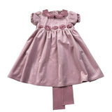 Crochette Abito Mezza Manica tinta unita In Velluto Rosa per Bambina 605J ROSA CROCHETTE 