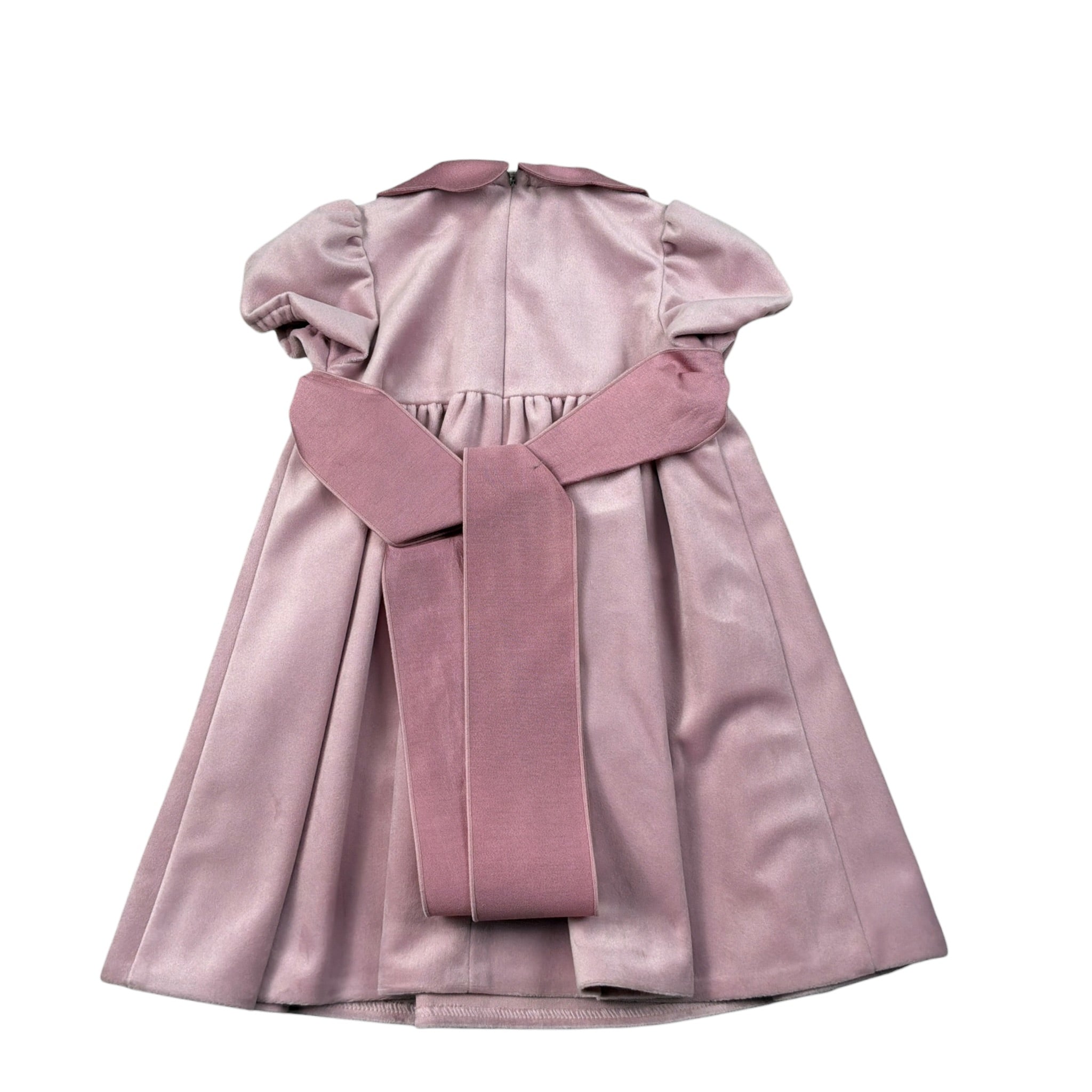 Crochette Abito Mezza Manica tinta unita In Velluto Rosa per Bambina 605J ROSA CROCHETTE 