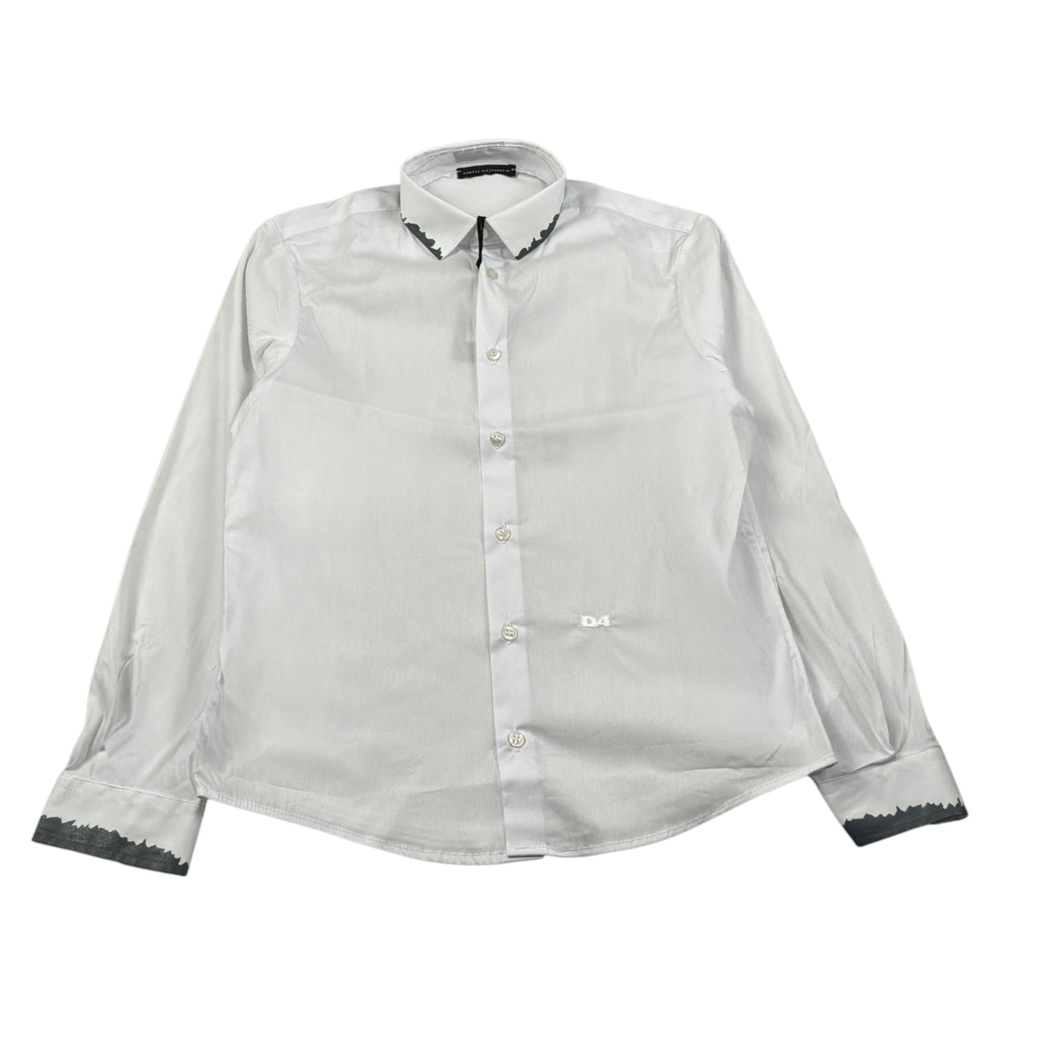 Daniele Alessandrini Camicia Manica Lunga Tinta Unit con Logo Bianco per Bambino 1231C1364 BIANCO DANIELE ALESSANDRINI 
