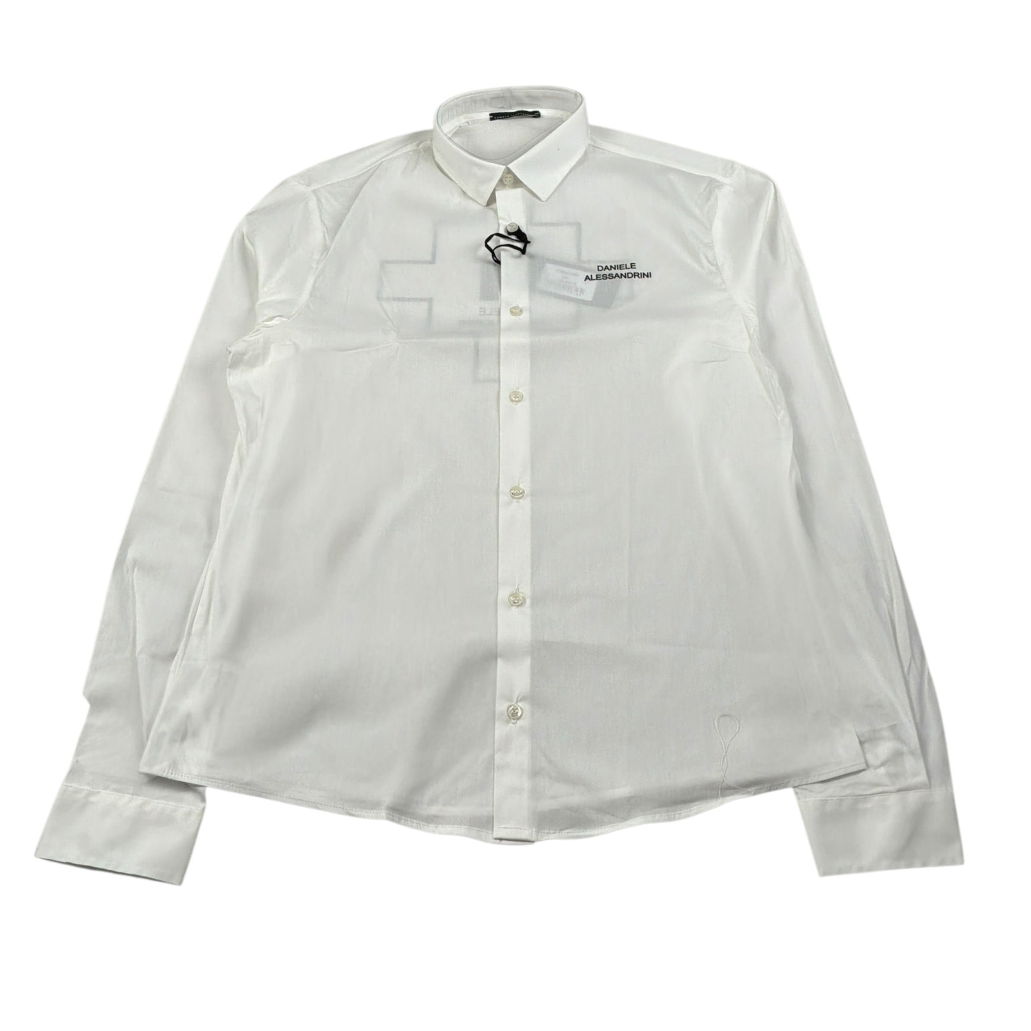 Daniele Alessandrini Camicia Manica Lunga Tinta Unit con Logo Bianco per Bambino 1231C1439 BIANCO DANIELE ALESSANDRINI 