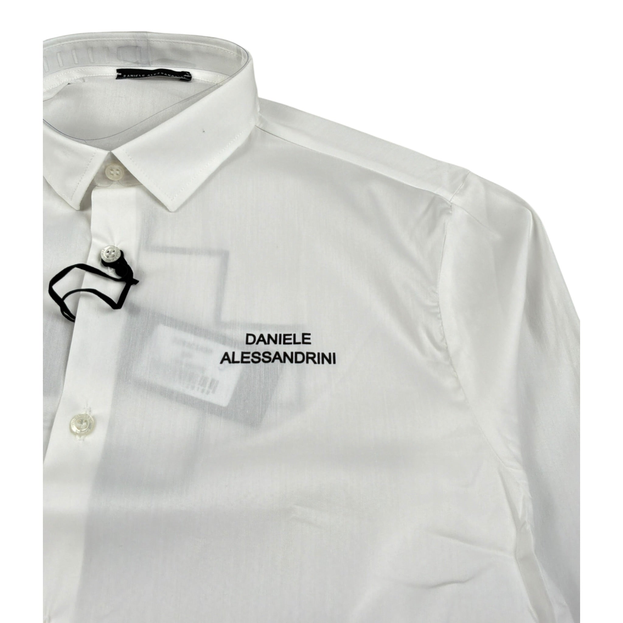 Daniele Alessandrini Camicia Manica Lunga Tinta Unit con Logo Bianco per Bambino 1231C1439 BIANCO DANIELE ALESSANDRINI 