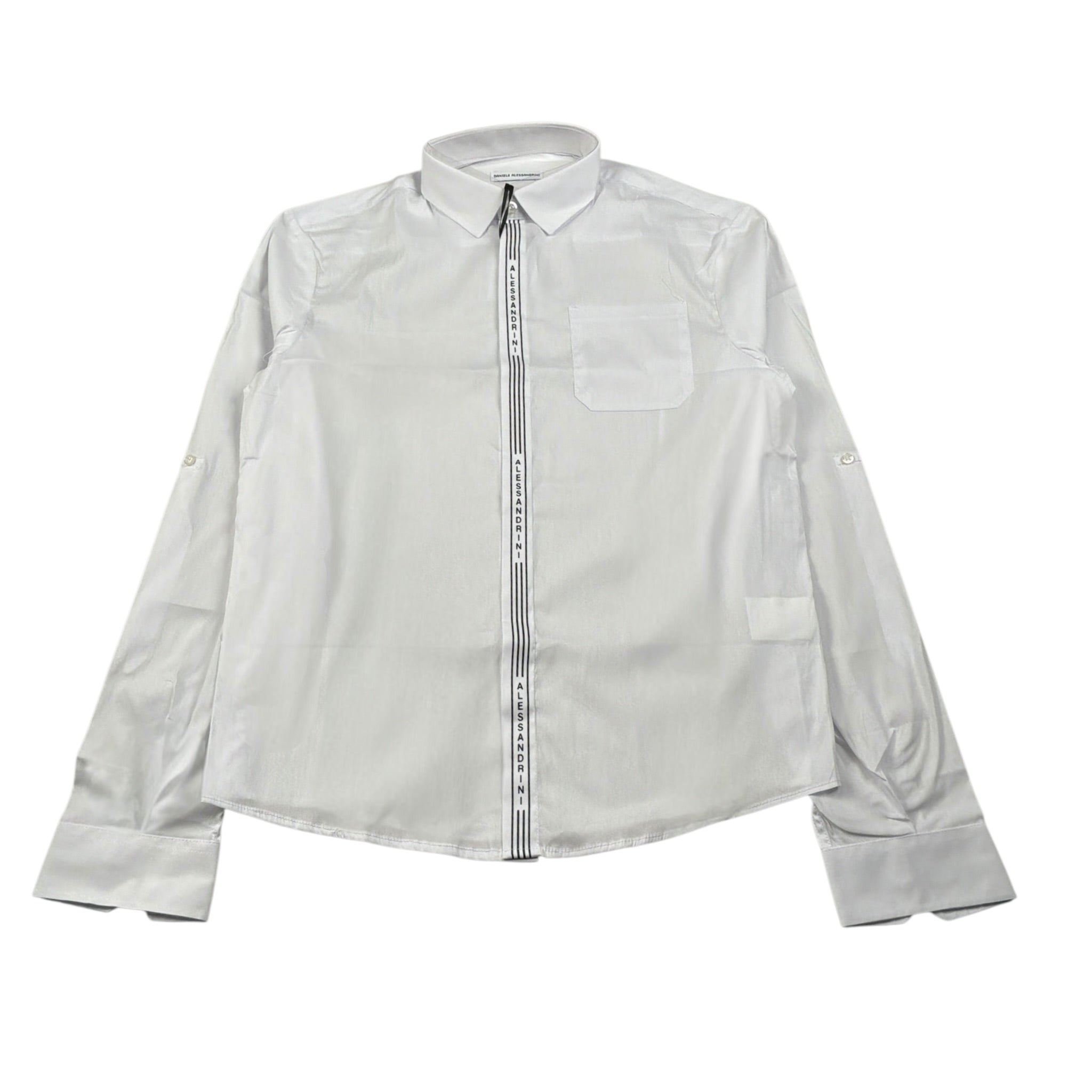 Daniele Alessandrini Camicia Manica Lunga Tinta Unit con Logo Bianco per Bambino 1235C0979 BIANCO DANIELE ALESSANDRINI 