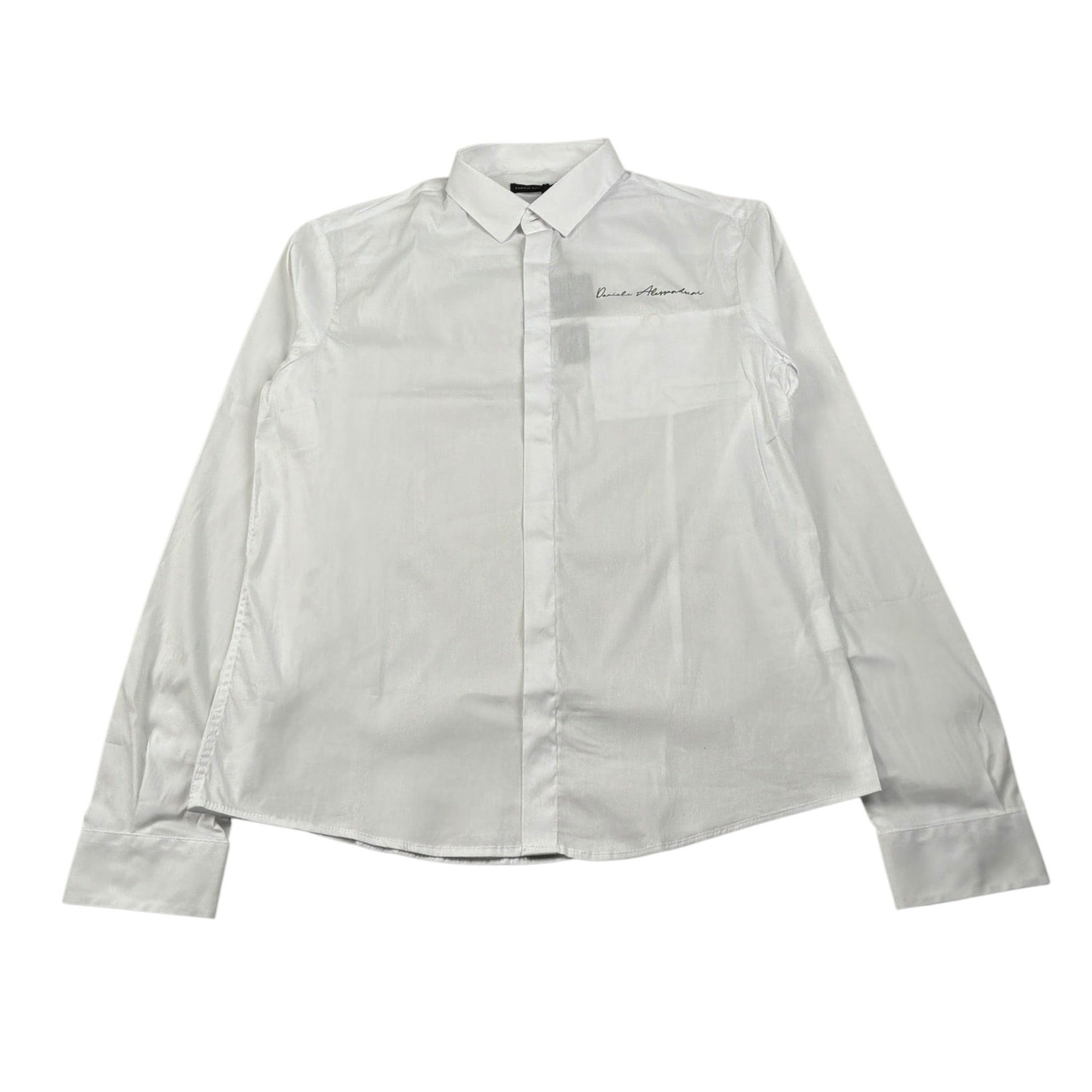 Daniele Alessandrini Camicia Manica Lunga Tinta Unit con Logo Bianco per Bambino 1235C1171 BIANCO DANIELE ALESSANDRINI 