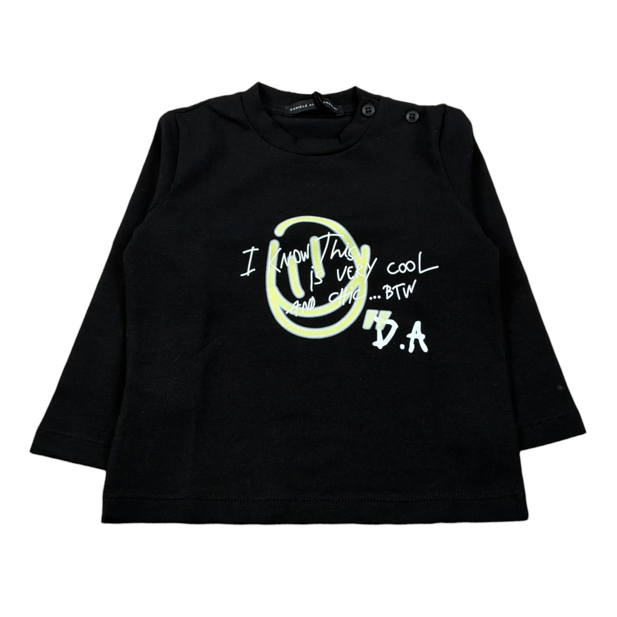 Daniele Alessandrini Shirt Girocollo tinta unita con Stampa Nero per Neonato 1291M00120 NERO DANIELE ALESSANDRINI 