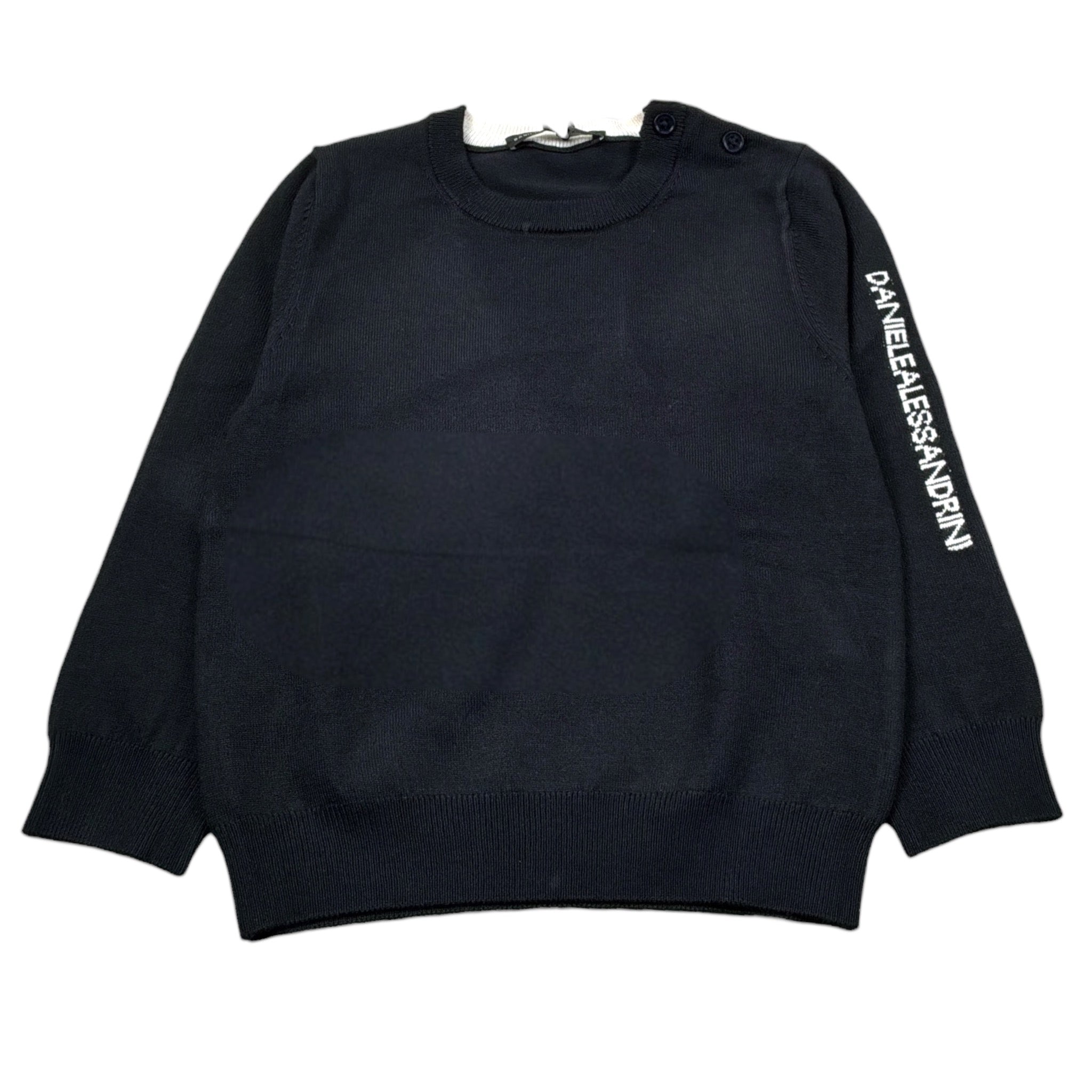 Daniele Alessandrini Maglia Girocollo tinta unita con Logo Nero per Neonato 1291W00109 NERO DANIELE ALESSANDRINI 
