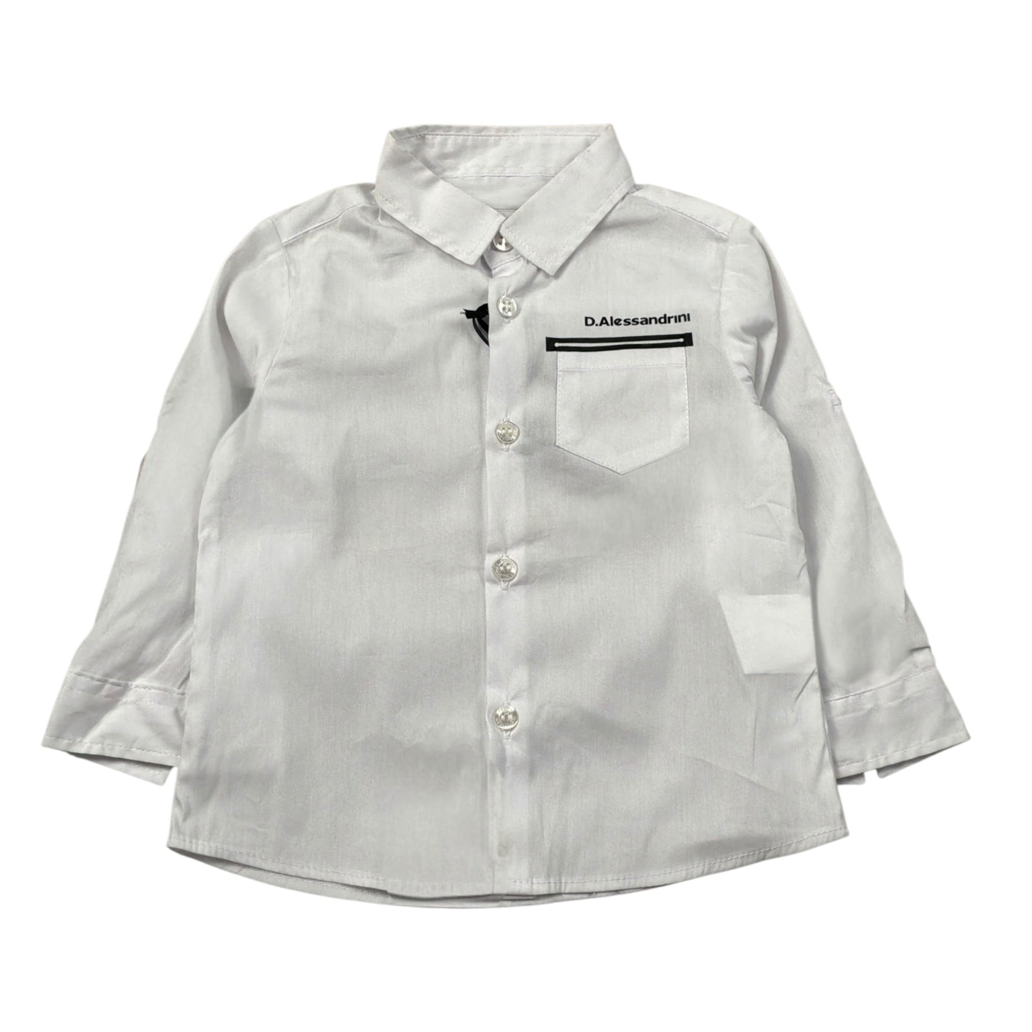 Daniele Alessandrini Camicia Manica Lunga tinta unita con Logo Bianco per Neonato 1295C0778 BIANCO DANIELE ALESSANDRINI 