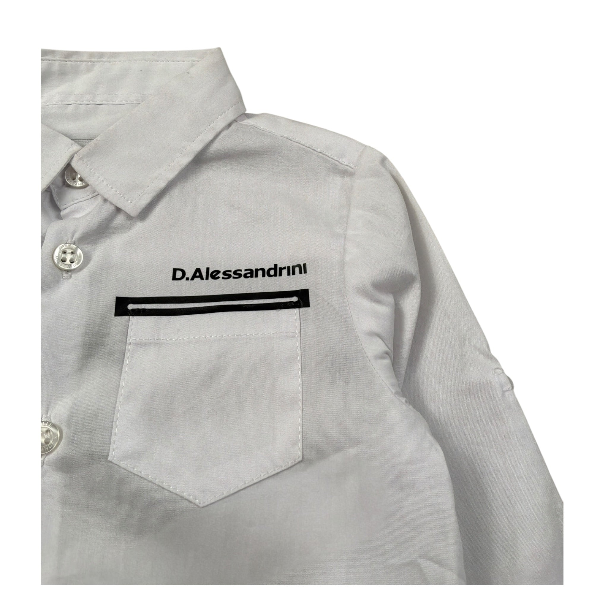 Daniele Alessandrini Camicia Manica Lunga tinta unita con Logo Bianco per Neonato 1295C0778 BIANCO DANIELE ALESSANDRINI 