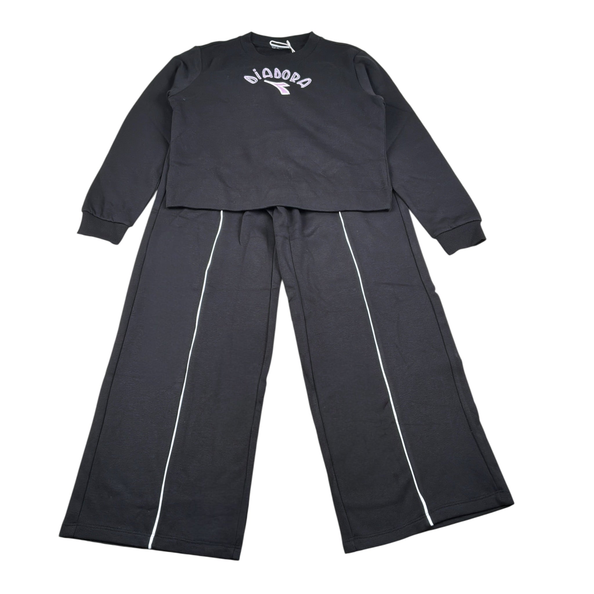 Diadora Completo 2 Pezzi Felpa-Pantalone tinta unita Nero per Bambina 102182240X NERO DIADORA 