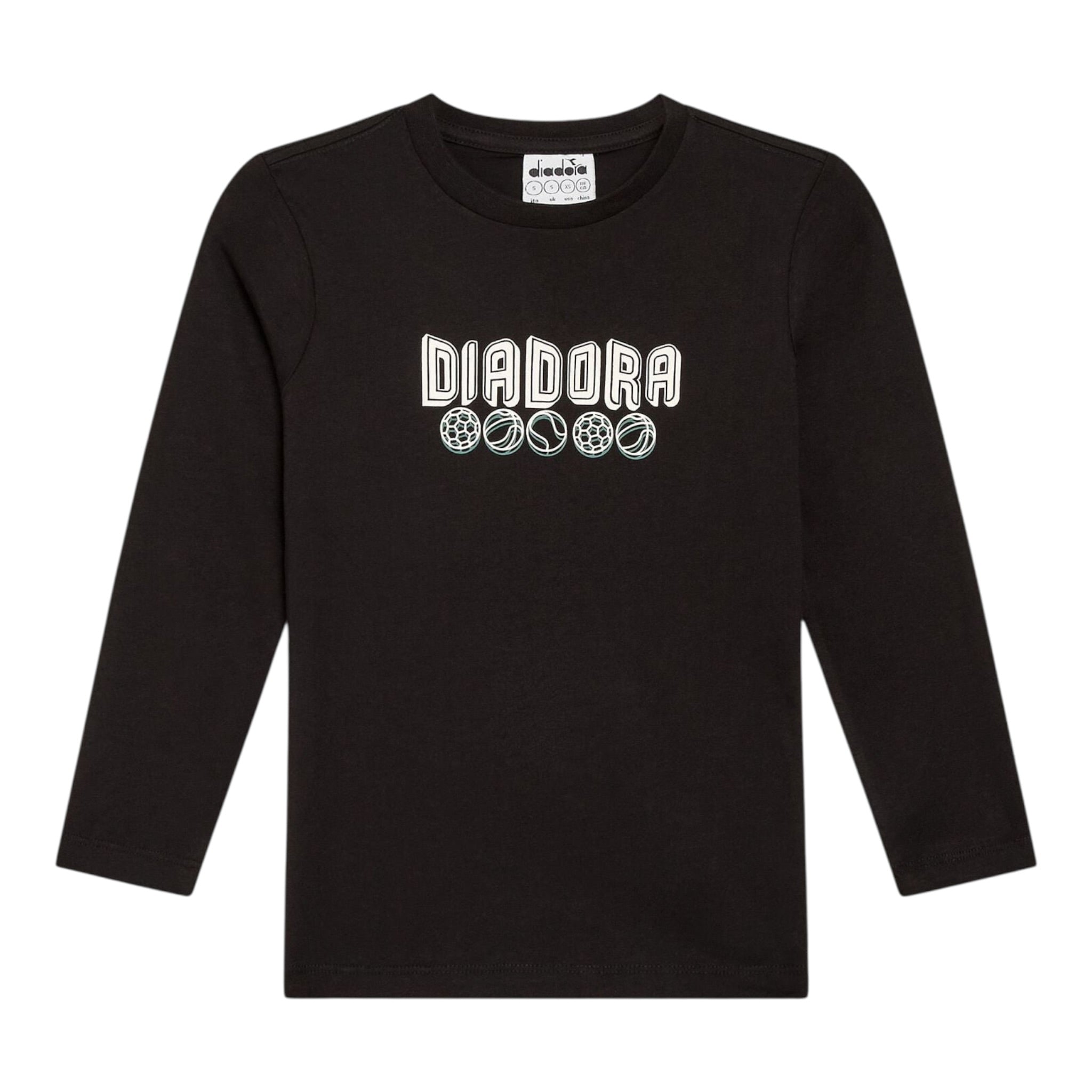 Diadora Shirt Girocollo tinta unita con Logo Nero per Bambino 102182243XX NERO DIADORA 