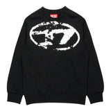 Diesel Felpa Girocollo tinta unita con Stampa Nero per Bambino J002213 NERO DIESEL 