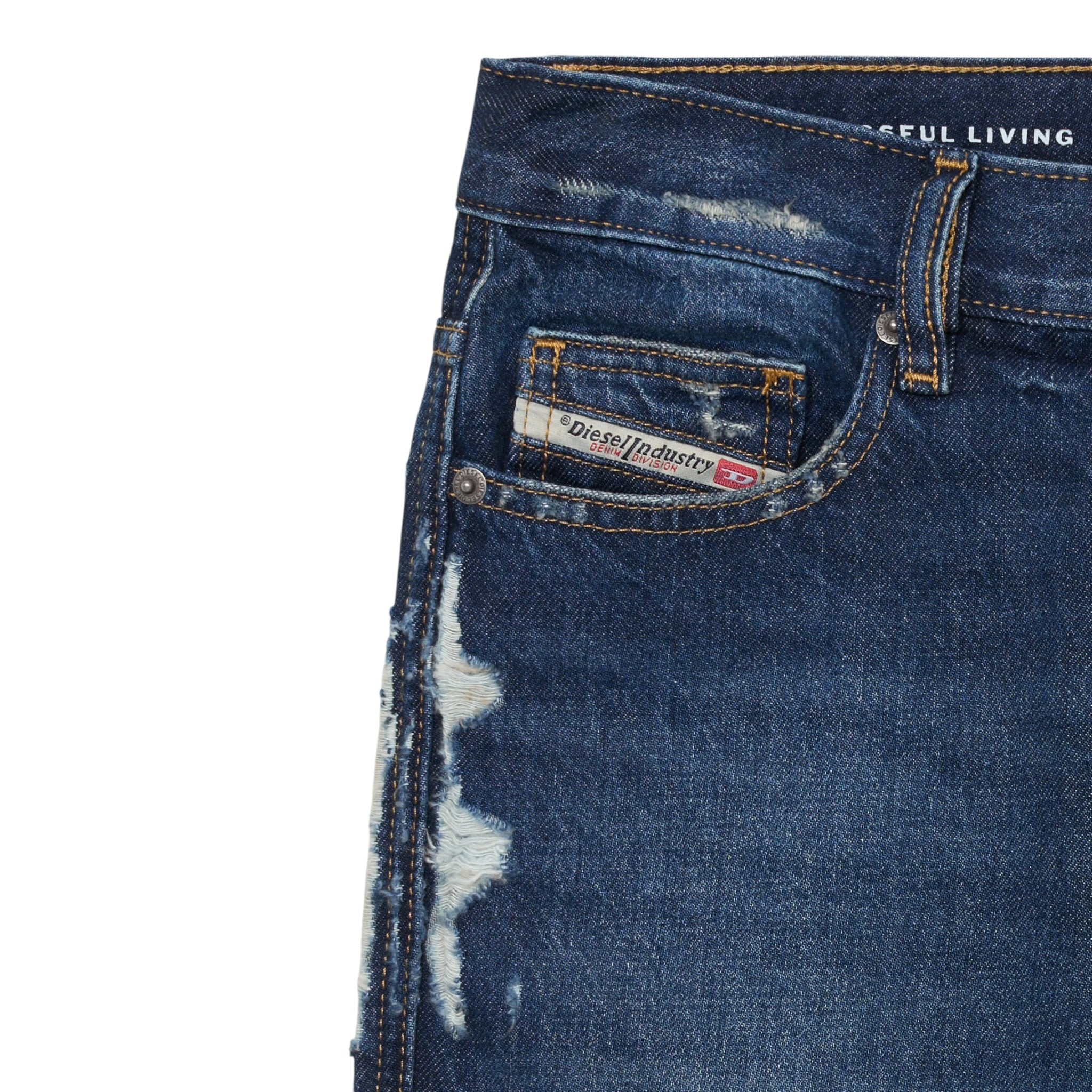 Diesel Jeans tinta unita con Girovita Regolabile Blu per Bambino J00809 BLU DIESEL 