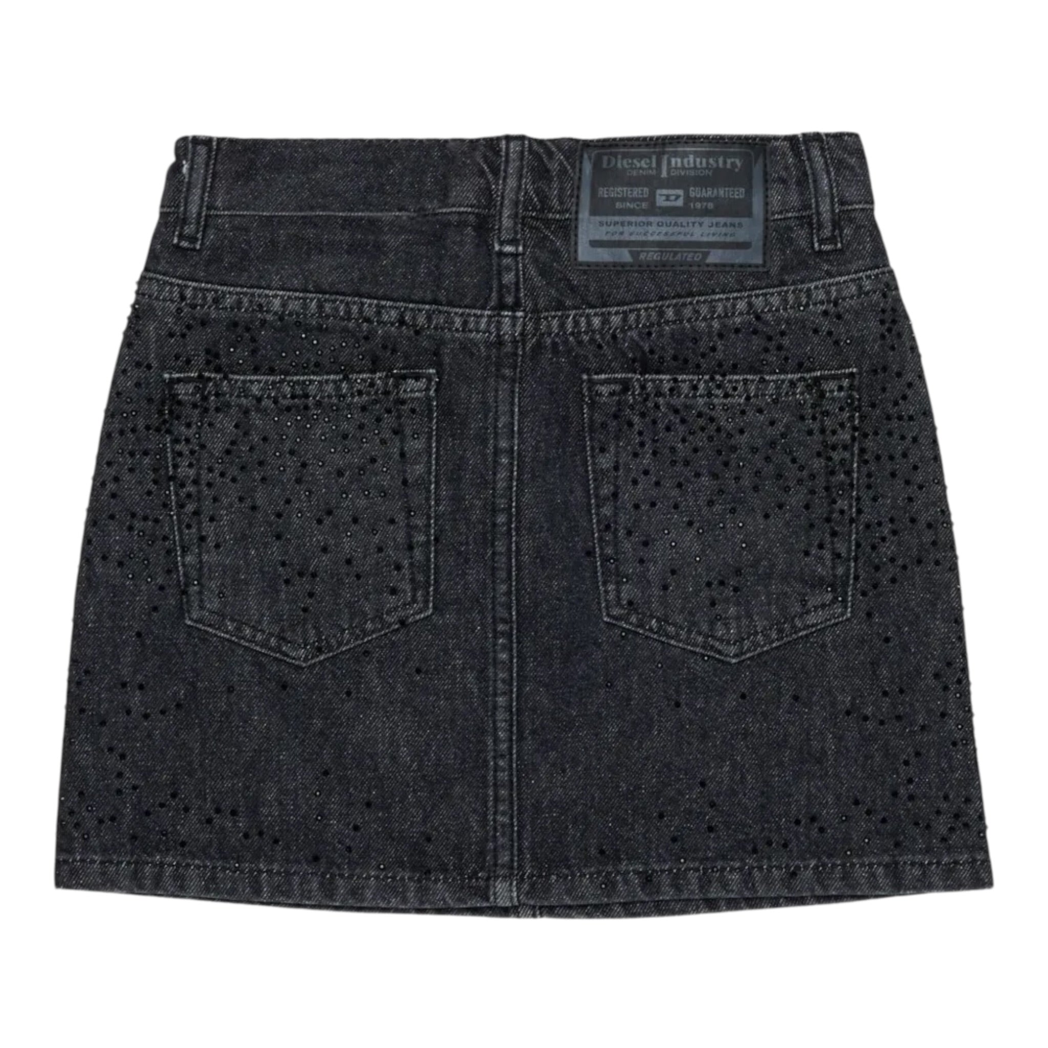 Diesel Gonna tinta unita In Denim con Brillantini Nero per Bambina J00958 NERO DIESEL 