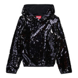 Diesel Felpa tinta unita con Cappuccio E Paillettes Nero per Bambina J02374 NERO DIESEL 