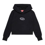 Diesel Felpa tinta unita con Cappuccio E Stampa Nero per Bambina J02416 NERO DIESEL 