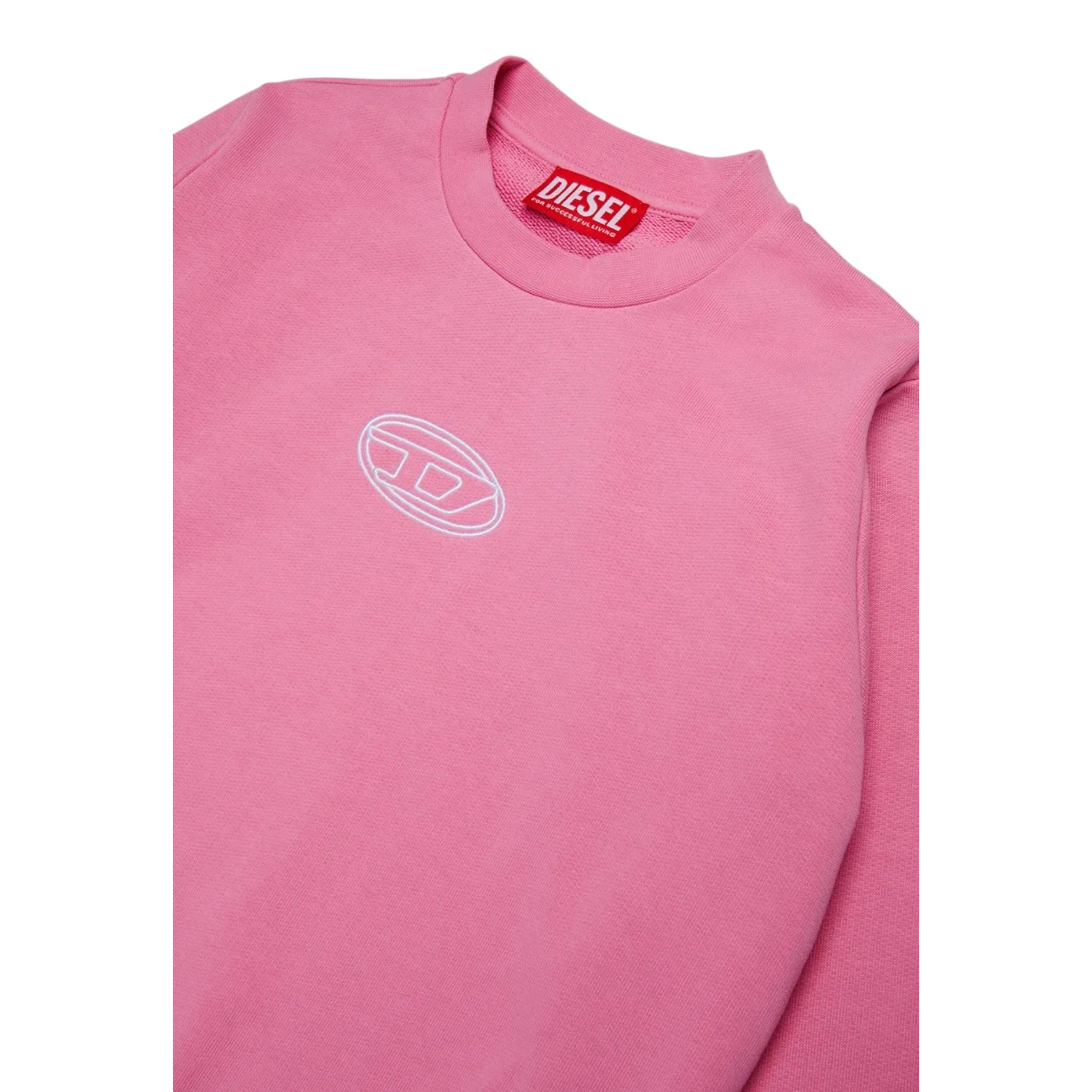 Diesel Felpa Chiusa tinta unita con Logo Rosa per Bambina J02417XX ROSA DIESEL 