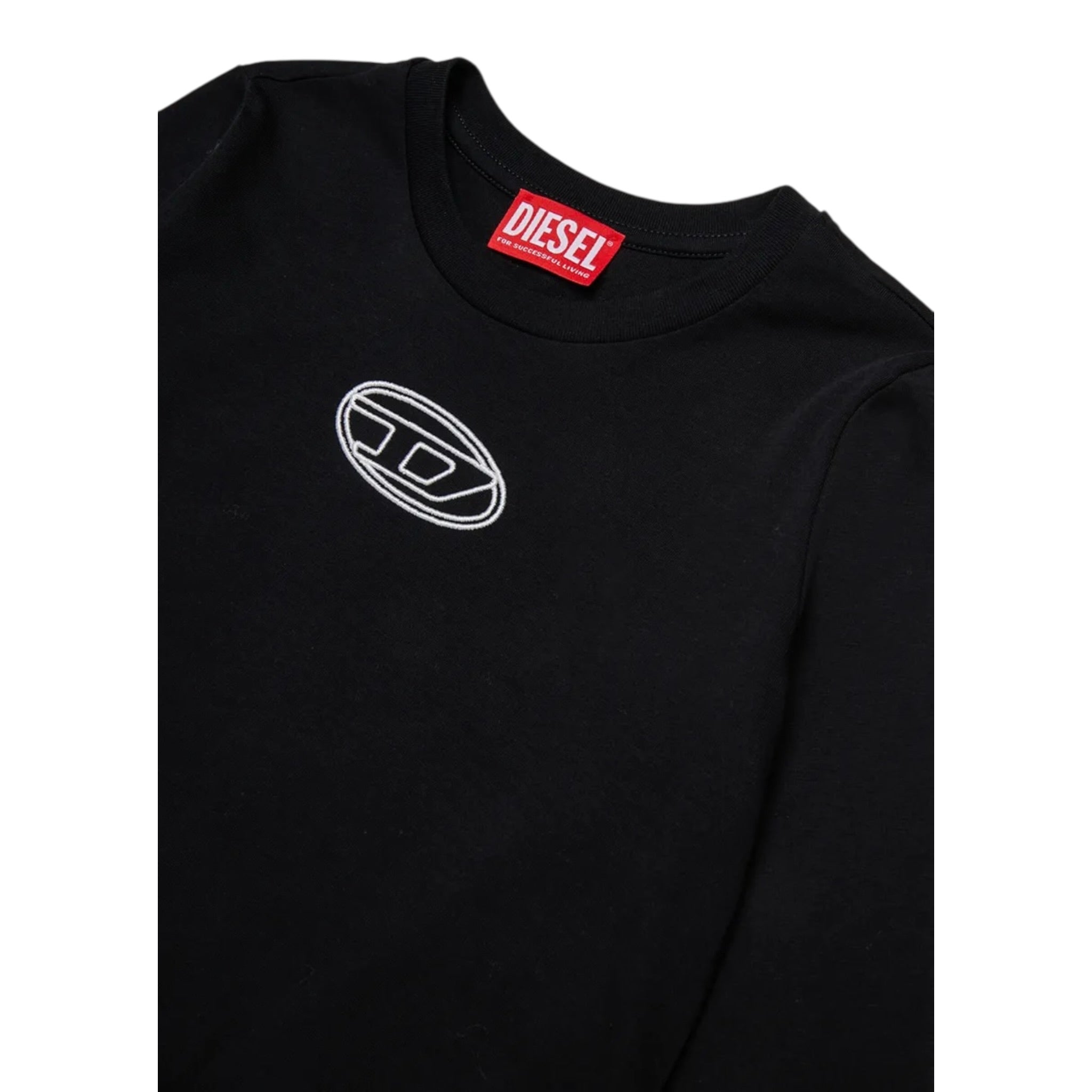 Diesel Shirt tinta unita Girocollo con Stampa Nero per Bambina J0243100YI9 NERO DIESEL 