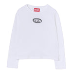 Diesel Shirt tinta unita con Logo Bianco per Bambina J02431 BIANCO DIESEL 