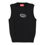 Diesel Gilet In Maglia tinta unita con Logo Nero per Bambina J02437 NERO DIESEL 