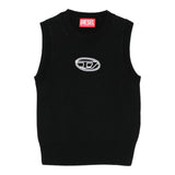 Diesel Gilet In Maglia tinta unita con Logo Nero per Bambina J02437X NERO DIESEL 