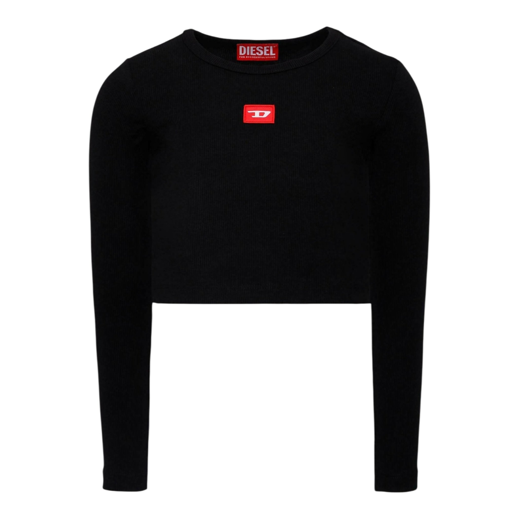 Diesel Shirt tinta unita con Logo Nero per Bambina J02452X NERO DIESEL 