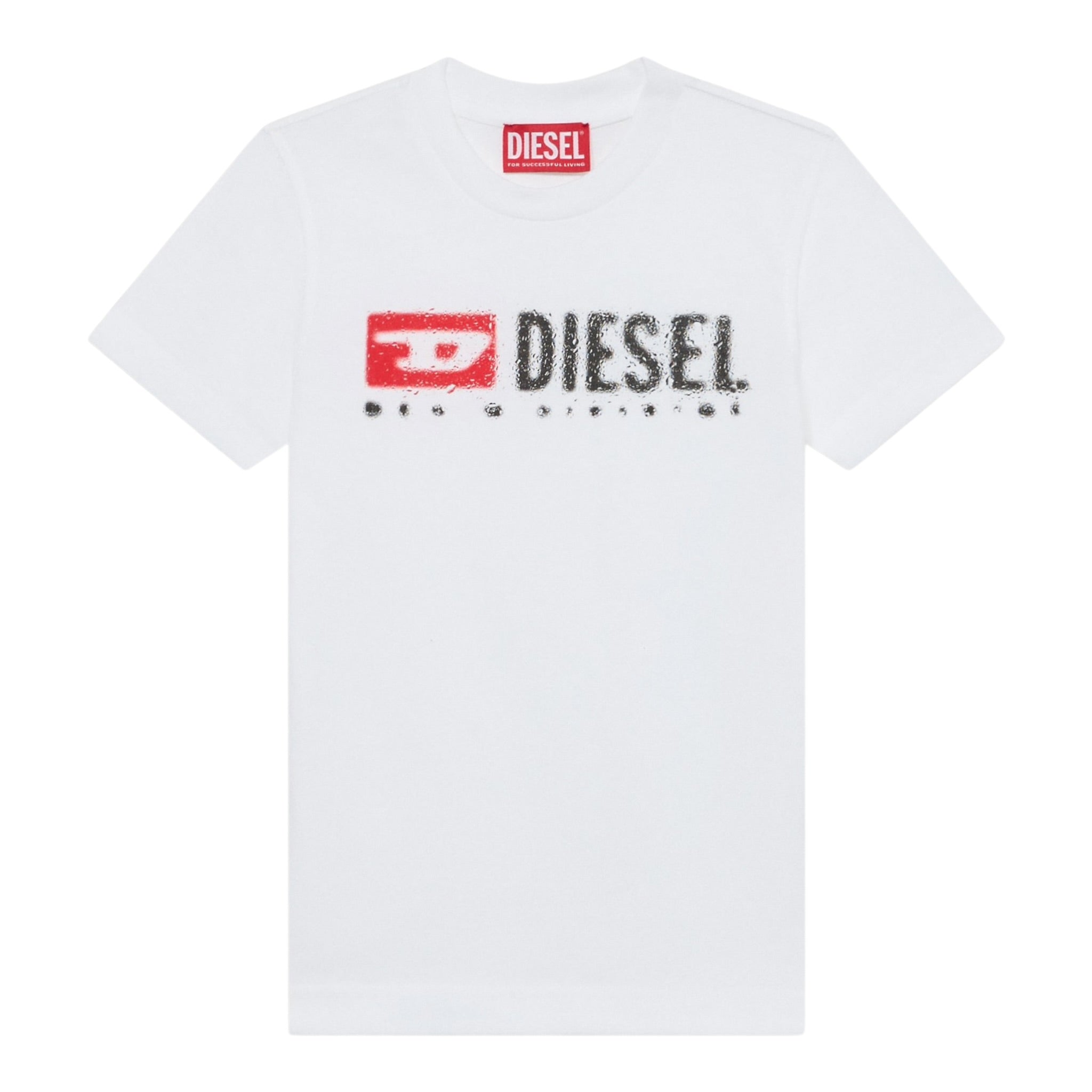 Diesel T-Shirt Girocollo tinta unita con Stampa Bianco per Bambino J02475 BIANCO DIESEL 
