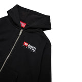 Diesel Felpa tinta unita con Zip E Cappuccio Nero per Bambino J02484 NERO DIESEL 
