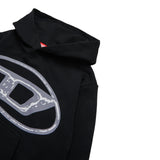 Diesel Felpa tinta unita con Cappuccio E Stampa Nero per Bambino J02487 NERO DIESEL 