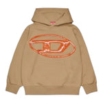 Diesel Felpa tinta unita con Cappuccio E Stampa Beige per Bambino J02487X BEIGE DIESEL 