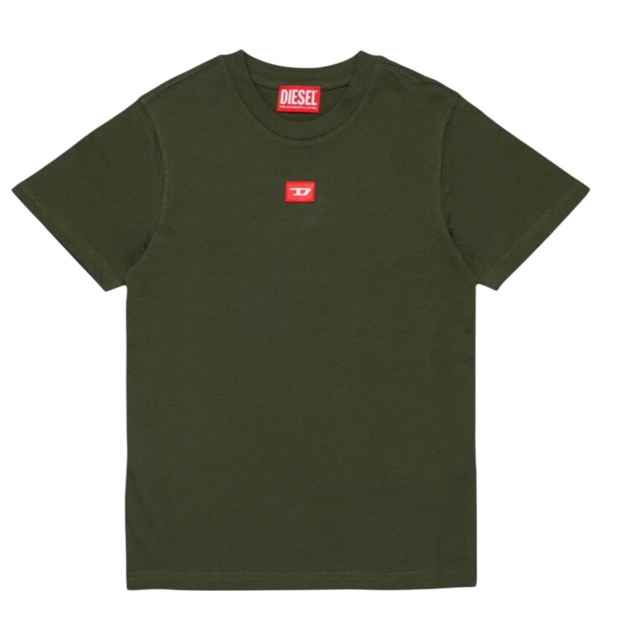 Diesel T-Shirt tinta unita con Logo Verde per Bambino J02501 VERDE DIESEL 