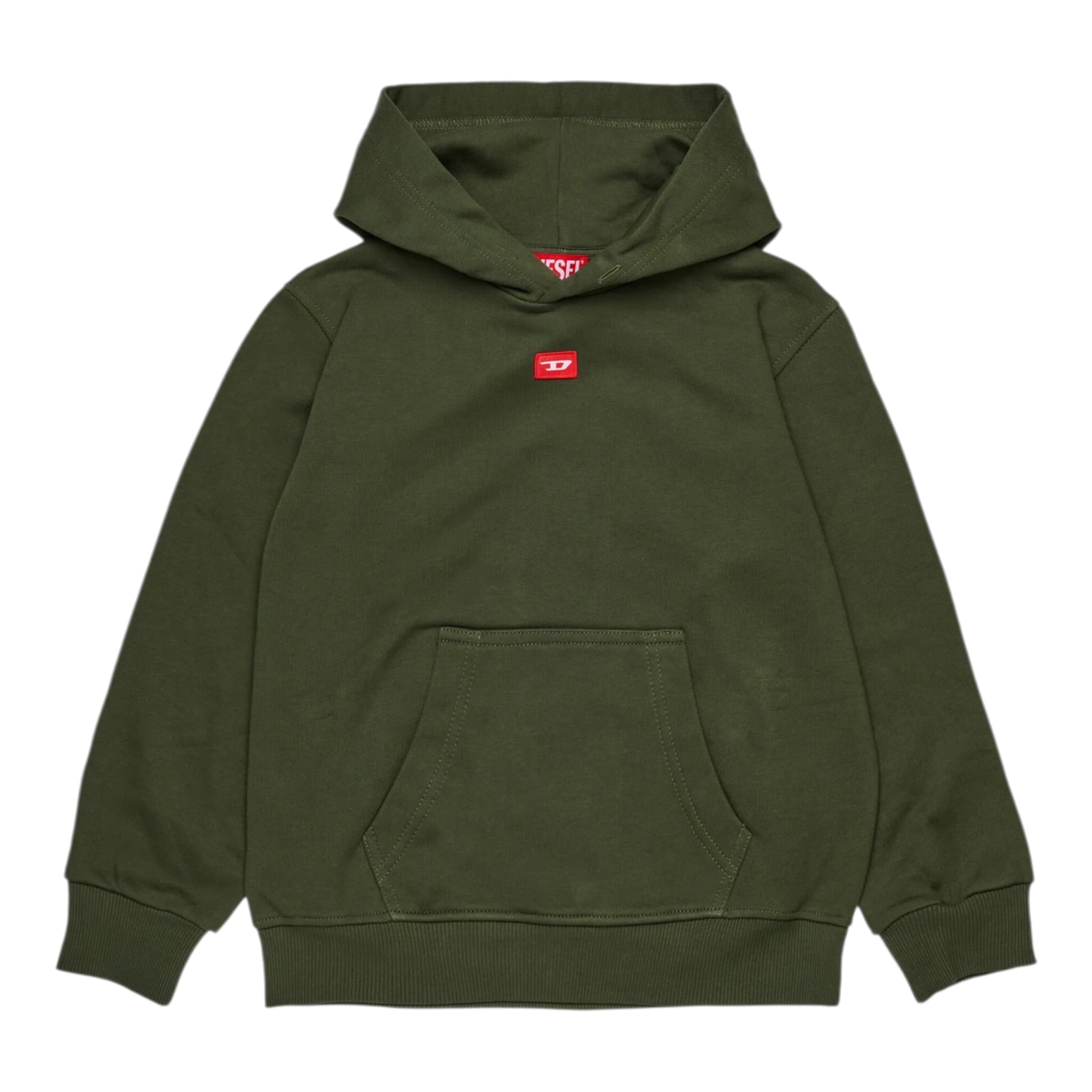 Diesel Felpa Chiusa tinta unita con Cappuccio Verde per Bambino J02502X VERDE DIESEL 