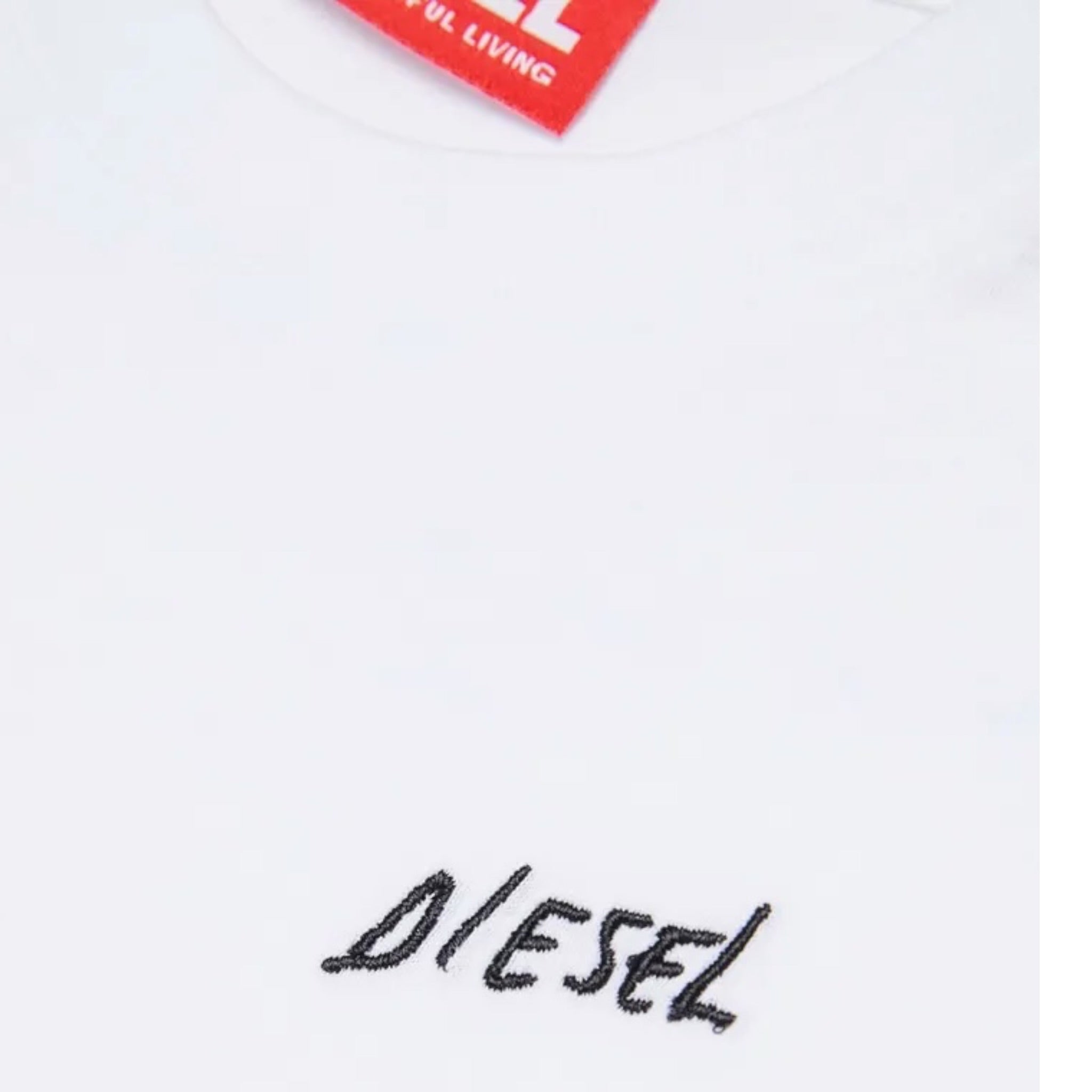 Diesel Shirt tinta unita con Logo Bianco per Bambino J02528X BIANCO DIESEL 