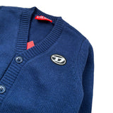 Diesel Cardigan tinta unita con Logo Blu per Neonato K00684 BLU DIESEL 