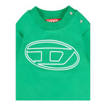 Diesel Felpa Girocollo tinta unita con Stampa Verde per Neonato K00702 VERDE DIESEL 