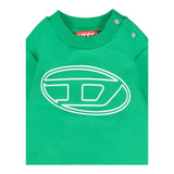 Diesel Felpa Girocollo tinta unita con Stampa Verde per Neonato K00702 VERDE DIESEL 