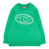 Diesel Felpa Girocollo tinta unita con Stampa Verde per Neonato K00702 VERDE DIESEL 