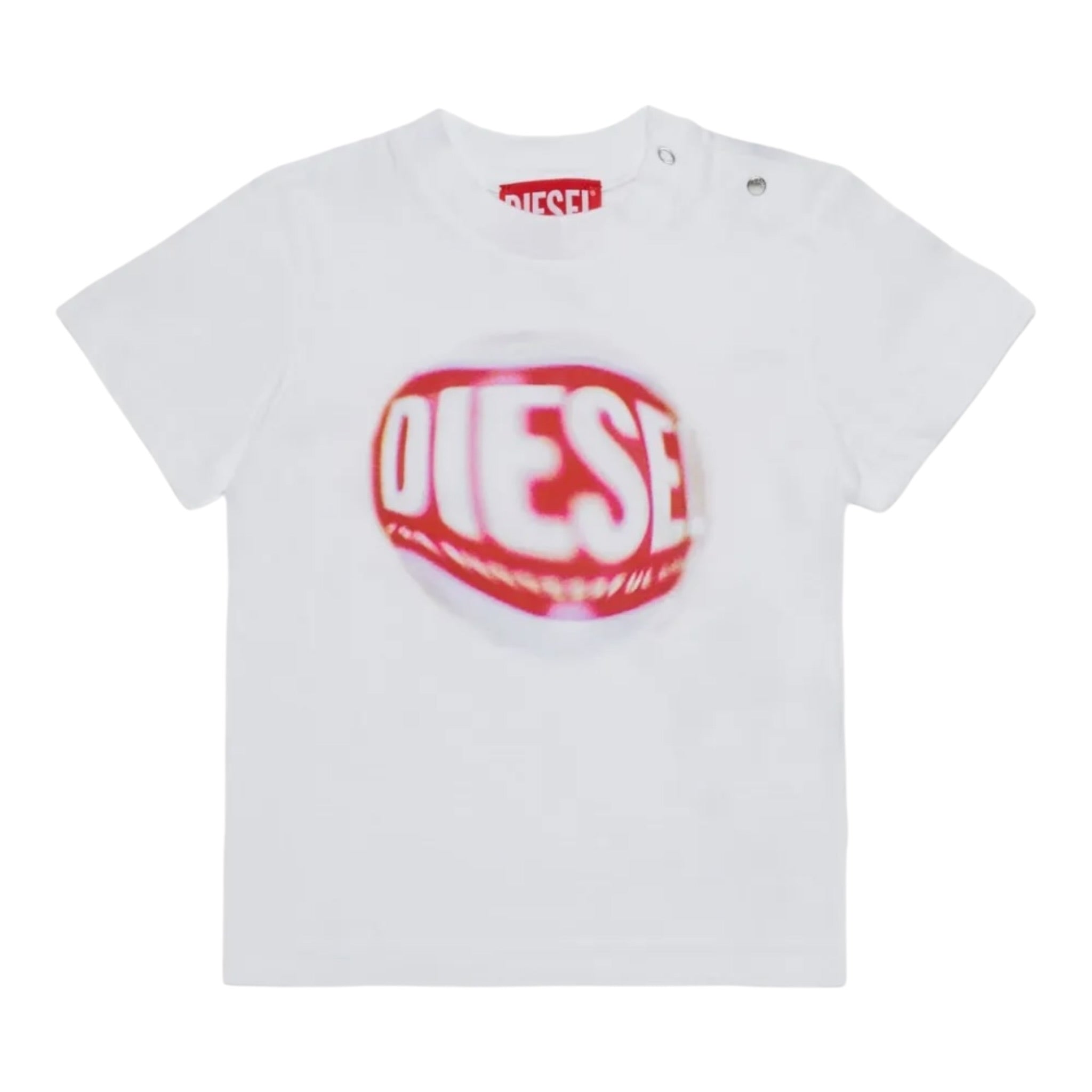 Diesel T-Shirt tinta unita con Stampa Bianco per Neonato K00704 BIANCO DIESEL 