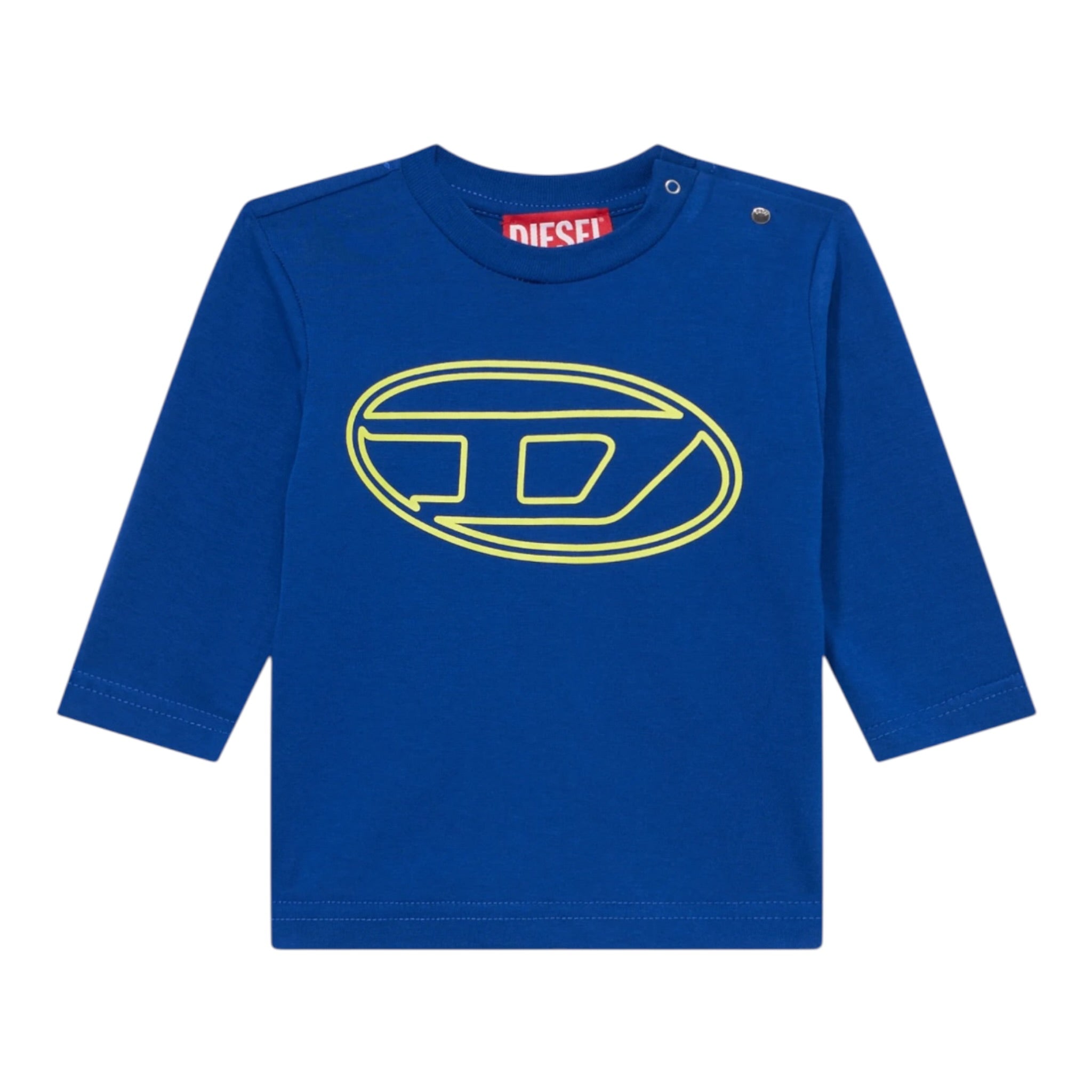Diesel Shirt Girocollo tinta unita con Stampa Cobalto per Neonato K00712 COBALTO DIESEL 