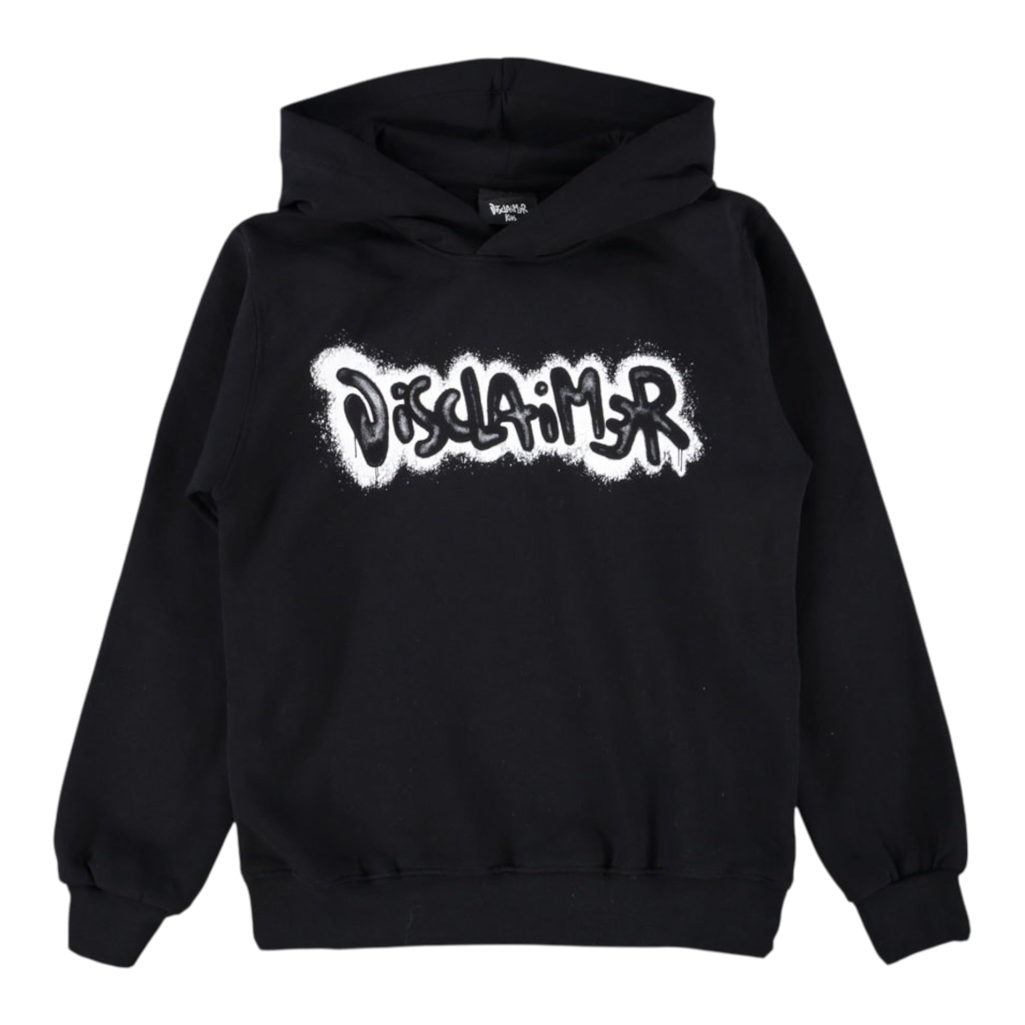 Disclaimer Felpa Chiusa con Cappuccio tinta unita con Logo Nero per Bambino 25IDK58616 NERO DISCLAIMER 